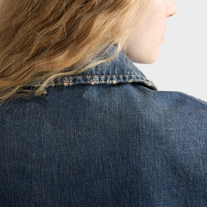 Women 100% Cotton Washed <b>Denim</b> Blouson <b>Jacket</b> Regular Fit Zip Vintage Streetwear <b>Cropped</b> Casual Outerwear Custom Private label - Product Image 6