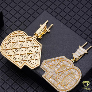 Collier pendentif Baguette en diamant de laboratoire 420, plaqué rhodium/or, style hip-hop, certifié GIA, bijoux pour homme - Product Image 6