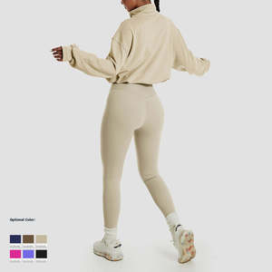 2026 Women Workout Fitness Sports Sweater Outdoor Running Zipper Hoodie Crop <b>Top</b> Quick Dry Sports Yoga <b>Coats</b> - Product Image 3