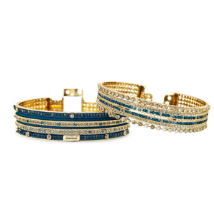 Sparkling Austrian Stone Fashion Jewelry <b>Set</b> Elegant Fancy <b>Bangles</b> for Wedding & Festive Wear-10575609BLU_2.4 - Product Image 2
