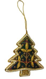 Juego de Adornos Navideños Bordados a Mano con Zardozi, Decoraciones Colgantes de Lujo Personalizables de Alta Calidad - Product Image 2