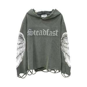 Sweat à capuche personnalisé de luxe en strass pour homme, style streetwear, 500 g/m², 100 % coton, épais, avec strass, sur mesure - Product Image 5