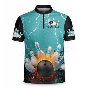 Maillots de bowling personnalisés respirants imprimés par sublimation, grandes tailles, couleur personnalisée, service OEM, nouveau design en stock, 100% polyester - Product Image 2