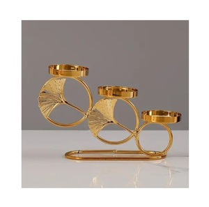 Golden U-Shape Metal <b>Candle</b> Stand - Elegant 3 Tier Votive <b>Tea</b> Light Holder for Living Room Mantel and Romantic Dinners - Product Image 3
