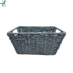 Best Selling Grey Rectangular Paper Rope Storage <b>Basket</b> Wholesale for Storage Containers - Product Image 2
