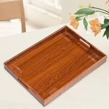 Plateau de service rectangulaire en bois fait main pour le petit-déjeuner, le café, le thé, les collations, les aliments et la décoration de table à la maison - Product Image 6
