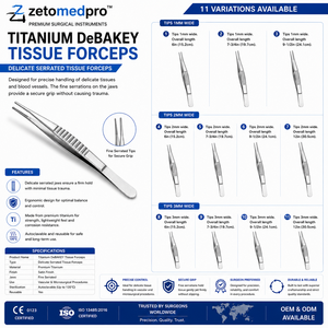 Pinzas Quirúrgicas de Titanio DeBAKEY para Tejido, Instrumento Quirúrgico Vascular Atraumático ZETOMEDPRO - Product Image 3