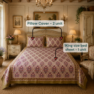 Soft Premium Grade Eco-Friendly Floral Jaipuri Indian Pigment Printed 100% Cotton Bedsheet Set Breathable 200TC <b>King</b> <b>Size</b> Home - Product Image 5