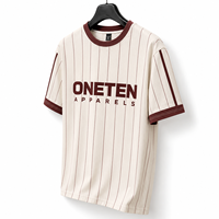 ONETEN APPARELS T-shirt décontracté pour homme, manches courtes, col rond, coupe classique, 85% coton 15% polyester, tricoté, logo imprimé sur le devant, séchage rapide
