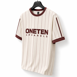 ONETEN APPARELS T-shirt décontracté pour homme, manches courtes, col rond, coupe classique, 100% coton jersey, logo imprimé sur le devant, respirant - Product Image 1