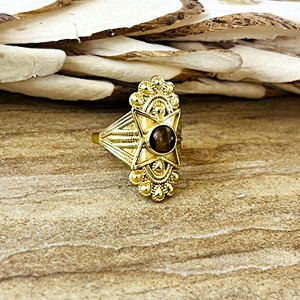 Trendy New <b>Tiger</b> <b>Eye</b> <b>Ring</b> Tribal Brass <b>Rings</b> Women 18k Gold Plated Celestial Star Band Jewelry Gothic Design Wholesale/OEM/ODM - Product Image 4