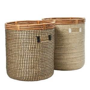 Seagrass basket with rattan rim Handmade Storage Basket Wholesale eco-friendly Made Viet Nam - Product Image 5