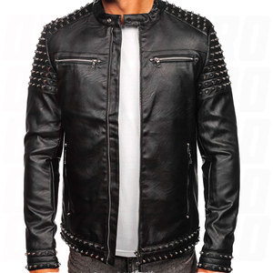 Mens Slim Fit Cool Motorcycle <b>Jacket</b> Winter Coat Stand Collar Zipper Closure Black Red PU Leather <b>Biker</b> <b>Jacket</b> Striped Pattern - Product Image 4