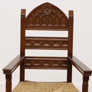 Sillas de Comedor Antiguas Talladas en Madera de Teca Sólida de Alta Calidad con Ratán Tejido para Uso en Interiores - Product Image 6