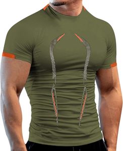 T-shirt de sport pour homme à logo thermocollé, coupe ajustée, haute élasticité, imprimé, pour la gym et l'entraînement - Product Image 3