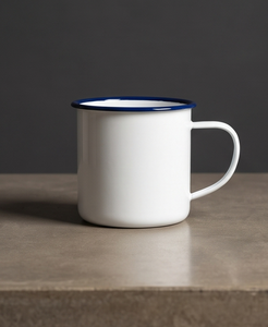 Solid White Iron <b>Enamel</b> <b>Mug</b> Classic Navy Blue Rim Metal Coffee Cup Wholesale Factory Direct Supply Partner Global Market Hub - Product Image 3