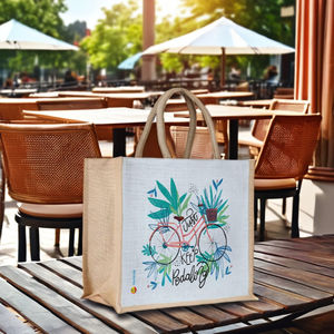 Sac de courses en jute écologique avec logo et design personnalisés en coton intégré, sacs de magasin - Product Image 1