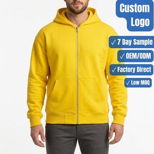 Veste à capuche zippée pour homme, en polaire premium, sur mesure, fabricant de vêtements OEM ODM - Product Image 1
