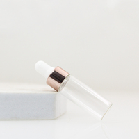 Flacons compte-gouttes en verre miniatures de 1 ml, 2 ml, 3 ml, 5 ml avec bulbe en caoutchouc et bouchon en aluminium, flacon d'échantillon pour sérum, soins de la peau et huiles essentielles
