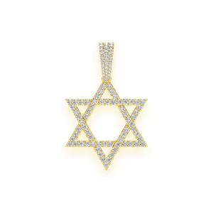 Colgante de Oro Sólido de 14k con Diamantes de Moissanita, Diseño de Estrella de David con 6 Puntas, Joyería Atemporal de Fe y Fuerza - Product Image 3