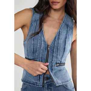 Top vaquero sin mangas para mujer, de color sólido, transpirable, ecológico, ligero, con botones, de buena calidad y a la moda. - Product Image 4