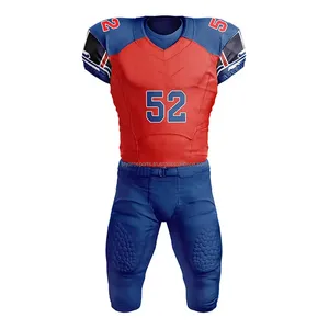 Conjunto sublimado de ropa deportiva de fútbol juvenil americano con logotipo personalizado, conjunto de uniformes de fútbol americano cosidos