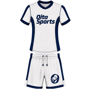 Conjunto de Camiseta y Pantalones Cortos de Rugby Azul Marino y Blanco, Cuello en V, Uniforme de Equipo Personalizado, Ropa Deportiva Transpirable para Entrenamiento - Product Image 1
