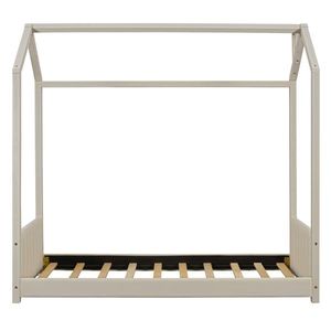 Letto a capanna in velluto per bambini, misura singola, con finitura beige in legno naturale, per l'arredamento della cameretta - Product Image 6