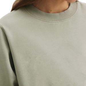 Ensemble de survêtement 2 pièces pour femme, col rond oversize, manches longues, short en polaire, coupe ample, pour l'hiver, usage quotidien, 100% coton, OEM ODM - Product Image 2