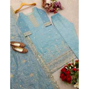 ชุดเครื่องแต่งกายงานปาร์ตี้ของนักออกแบบหญิงประกอบด้วยเสื้อและ dupatta ที่สวยงามสำหรับโอกาสพิเศษ - Product Image 5