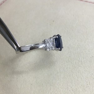 0.30 Ct Round Baguette Natural White Diamond Oval Blue <b>Sapphire</b> Engagement Wedding <b>Ring</b> <b>for</b> <b>Women</b> 925 Sterling Silver Wholesale - Product Image 4