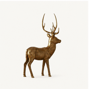 Premium Handcrafted Brass Standing Deer Statue Majestic Golden Reindeer Sculpture For Luxury Home Decor And Festive <b>Christmas</b> - Product Image 5