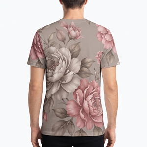 Custom design Men's Floral Printed Casual T <b>Shirt</b> Short Sleeve O Neck Regular Fit Polyester Sublimation <b>Summer</b> <b>Shirt</b> - Product Image 6