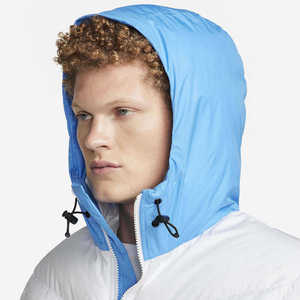 Chaqueta de Invierno Personalizada para Hombre, Azul y Blanca, con Capucha, Cortavientos, Acolchada, Abrigo Grueso de Plumón para Exteriores - Product Image 6