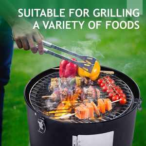 Barbecue vertical en acier pour charbon de bois, robuste, double couche, rond, pour cuisson en extérieur, noir - Product Image 3
