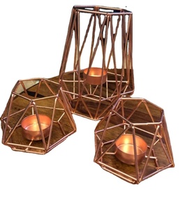 Trendy Geometric Candle Holder- Wedding Centerpiece <b>Lid</b> Wholesale Colorful Frosted Amber Black Clear - Product Image 1