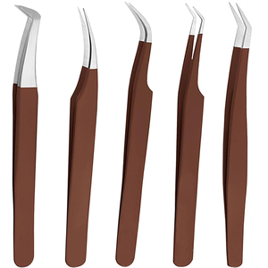 Pince à épiler professionnelle de précision en acier inoxydable à pointe incurvée dentelée pour extensions de cils, couleur personnalisée, classique, pour salon de beauté - Product Image 6