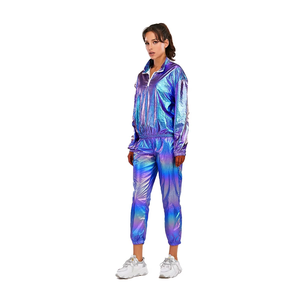 Conjunto Deportivo Y2K para Mujer, Degradado, Manga Larga, Media Cremallera, Ligero, Poliéster, Pantalones hasta el Tobillo, Bolsillos Laterales, Corte Holgado, Ropa de Primavera - Product Image 1