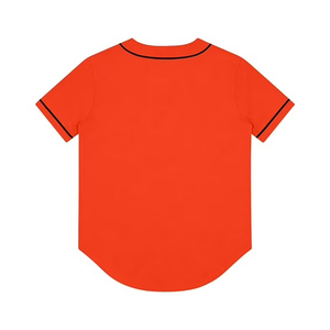 เสื้อเบสบอลสีส้มสำหรับผู้ชาย แขนสั้น คอวี สีพื้น ระบายอากาศได้ดี เสื้อลำลองใส่สบายสำหรับฤดูร้อน ผลิตจากโพลีเอสเตอร์ 100% - Product Image 2