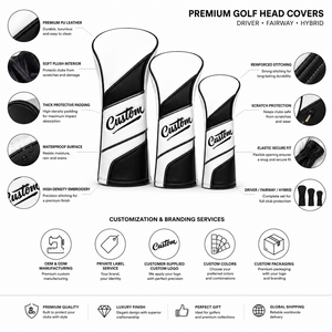 Housse de protection personnalisée en cuir PU imperméable pour clubs de golf, fermeture magnétique, couleur unie, pour driver et fairway wood, avec logo personnalisé - Product Image 4
