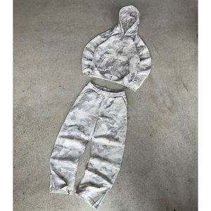 ชุดเซ็ตแทรคสูทลายพรางย้อนยุคสไตล์คลาสสิกแบบยูนิเซ็กซ์ เสื้อฮู้ดซิปโอเวอร์ไซส์และกางเกงสเวตแพนท์สไตล์โกธิค ชุดกีฬาแนวสตรีทแวร์ - Product Image 1