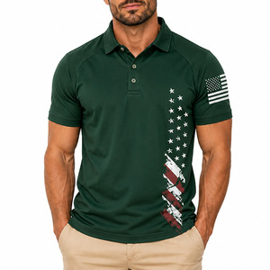 Camiseta de Golf Raglán Patriótica Americana con Estampado Personalizado, Diseño Retro, Elástica, de Manga Corta, Informal, de Secado Rápido y Transpirable - Product Image 4