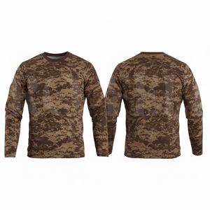 เสื้อยืดแขนยาวลายพรางดิจิตอล โพลีเอสเตอร์ 100% ระบายอากาศ แห้งเร็ว เหมาะสำหรับกีฬากลางแจ้งและการฝึกซ้อม - Product Image 4