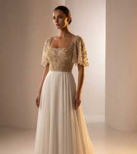 Hand Beaded Sleeveless Bridal Dress Crystal Embroidery Draped Satin <b>Skirt</b> Natural Waistline Floor-Length Sweep Train Plus Size - Product Image 3