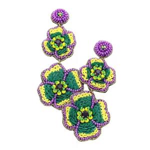 Boucles d'oreilles créoles tendance, faites main, brodées de perles de rocaille, légères, pendantes, audacieuses, pour mariage et occasions festives - Product Image 5