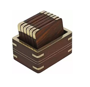 Ensemble de sous-verres ronds en bois faits à la main avec support en forme de paon, chariot de rangement décoratif pour sous-verres, le support sert de chariot. - Product Image 2