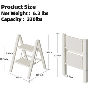 บันไดอลูมิเนียมน้ำหนักเบา 2 ขั้น พกพาสะดวก รับน้ำหนักได้ 330 ปอนด์ พร้อมแผ่นเหยียบกันลื่นขนาดกว้าง สำหรับใช้ในบ้านและสำนักงาน - Product Image 4