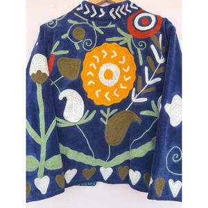 High Quality Cotton Suzani Velvet Knitted Embroidery Bohemian Floral Applique Button Reversible Eco-Friendly Autumn Winter - Product Image 5