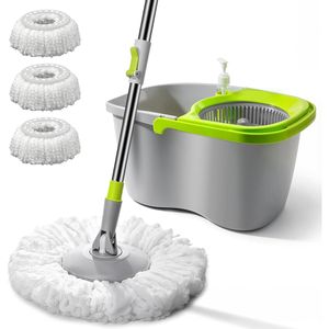 Small for <b>Spin</b> <b>Mop</b> Cleaning System Bucket with Wringer Set 3 <b>Mop</b> Pads 50.4\" Easy for <b>Spin</b> <b>Mop</b> Bucket Floor Cleaning - Product Image 1
