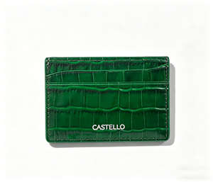 [Producto Destacado] Cartera Delgada Castello de Cuero Genuino con Grabado de Cocodrilo, Forro de Poliéster, Unisex, Negra - Product Image 1